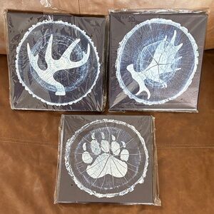 Rustic Brown and White Wildlife Wall Art Set - Unbranded